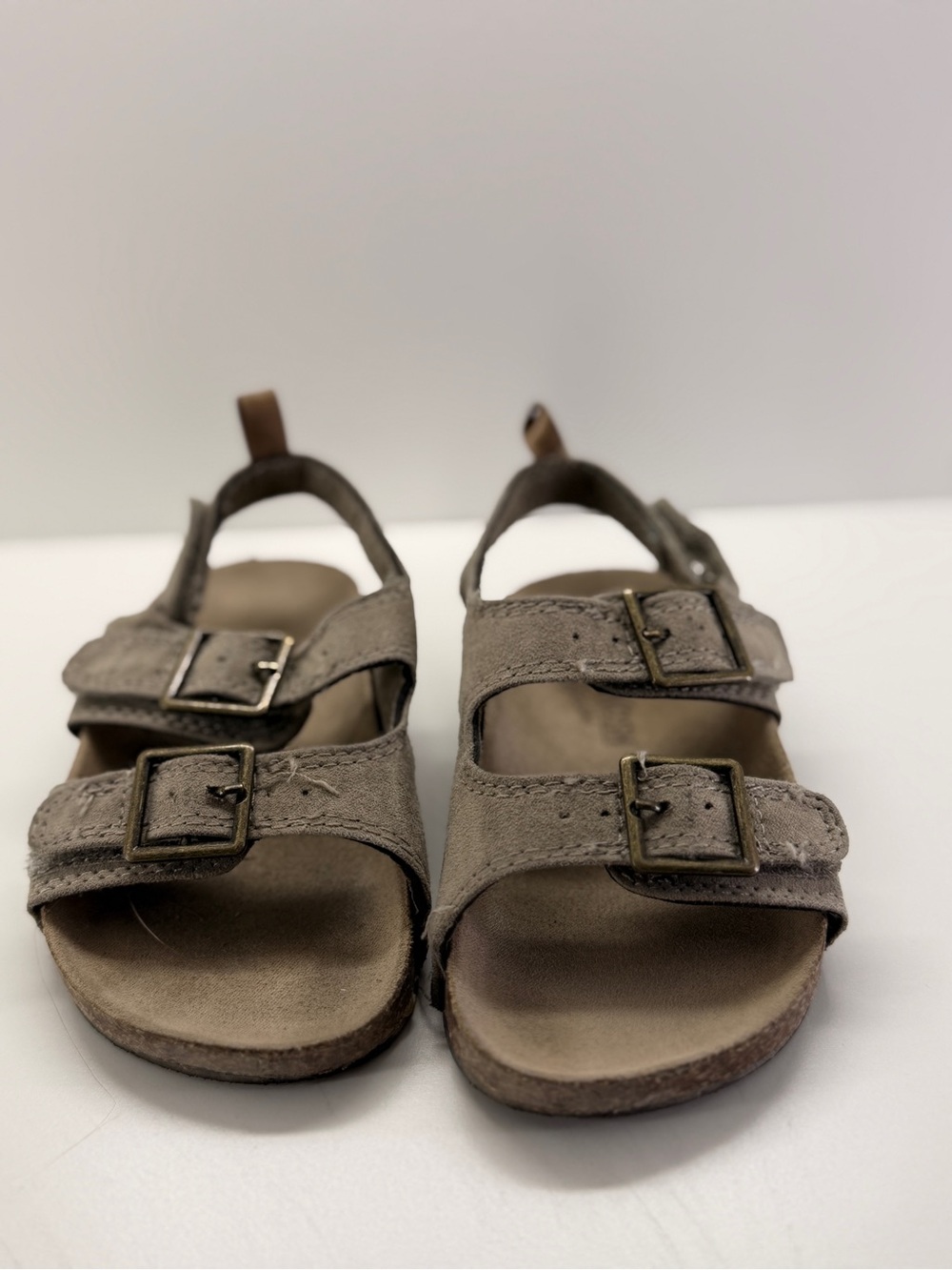 OshKosh B'gosh Taupe Suede-Look Double Buckle Kids Sandals